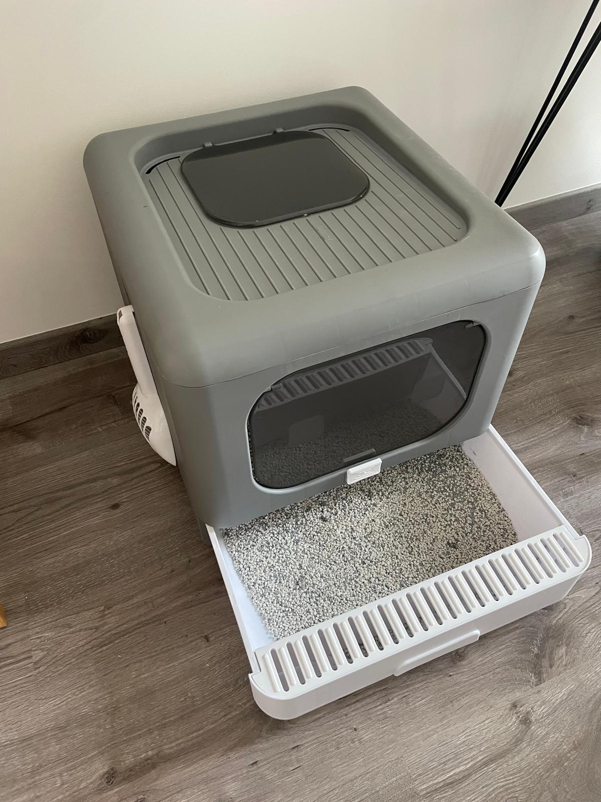 Bac à litière pour chat avec pelle et tamis Coeur de Chat