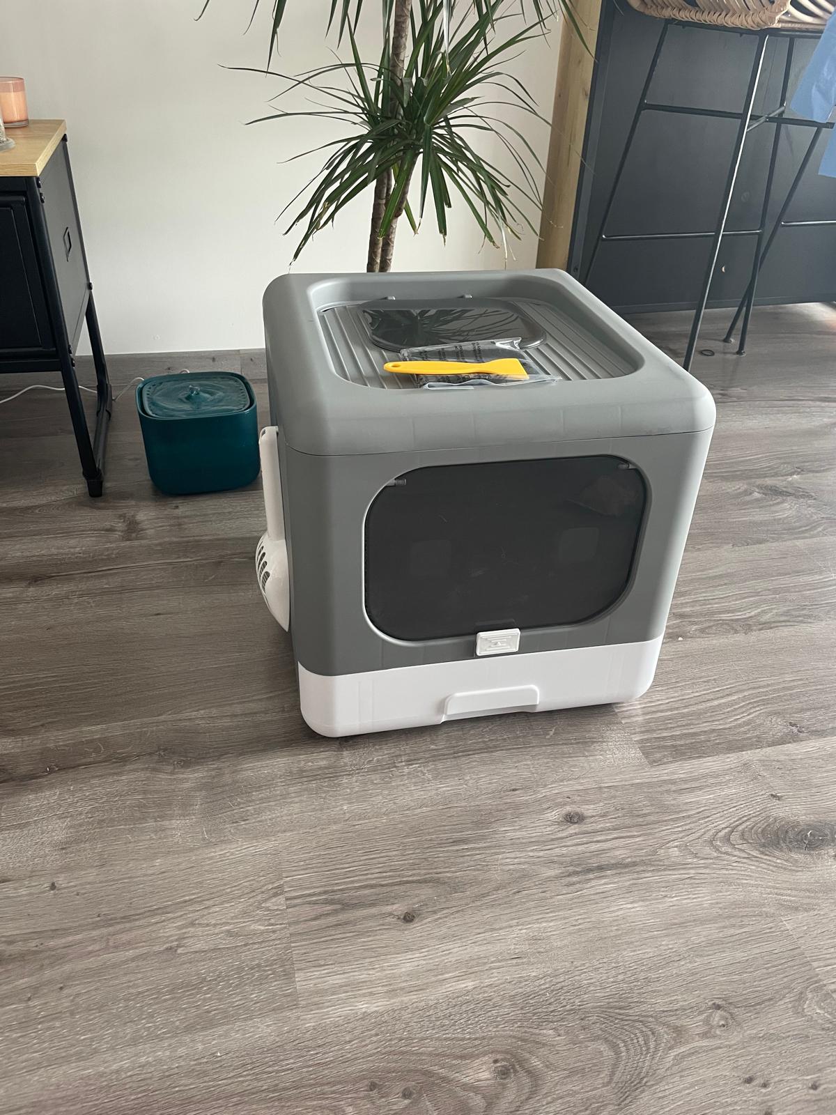 Bac à litière pour chat avec pelle et tamis Coeur de Chat